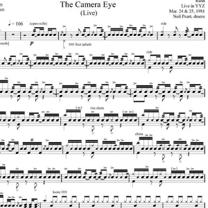 The Camera Eye (Live in YYZ, Toronto 1981 from Moving Pictures 40th Anniversary) - Rush - Full Drum Transcription / Drum Sheet Music - Drumm Transcriptions