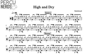 High and Dry - Radiohead - Full Drum Transcription / Drum Sheet Music - Percunerds Transcriptions