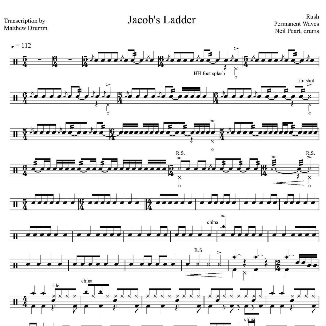 Jacob's Ladder - Rush - Collection of Drum Transcriptions / Drum Sheet Music - Drumm Transcriptions