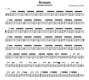 Scream - Avenged Sevenfold - Full Drum Transcription / Drum Sheet Music - Luca Sowa Drum Sheets