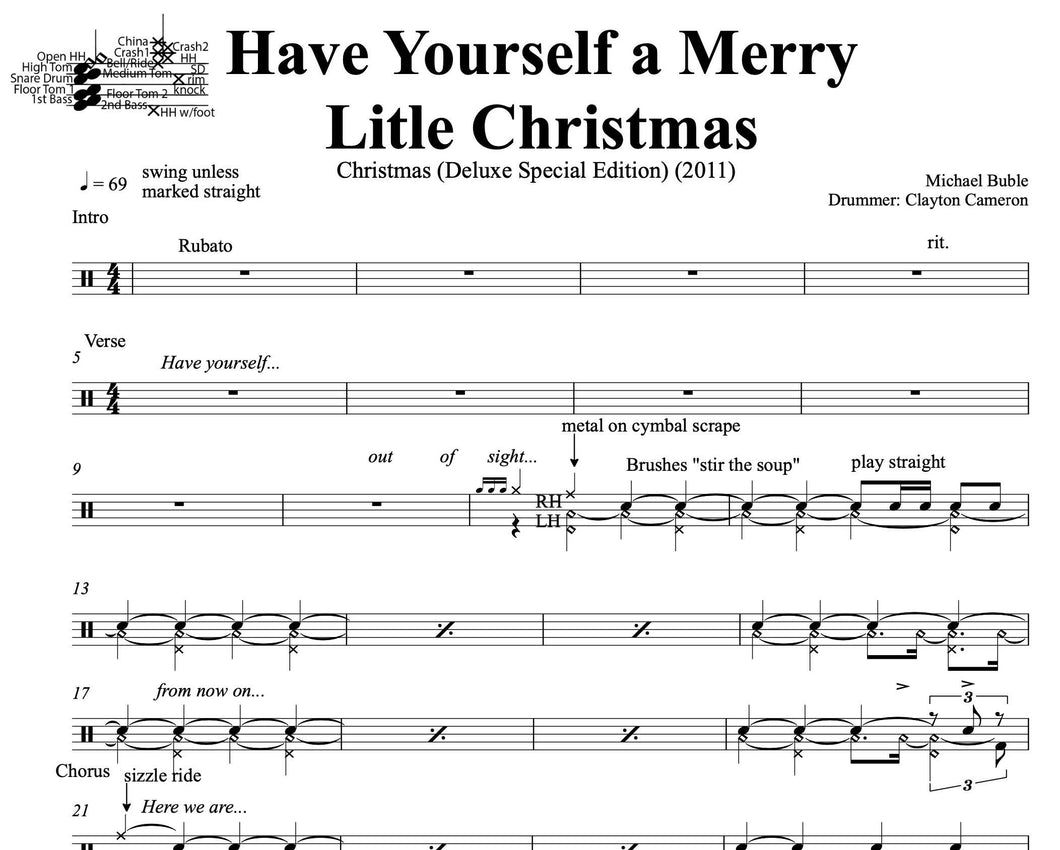Have Yourself a Merry Little Christmas - Michael Buble - Collection of Drum Transcriptions / Drum Sheet Music - DrumSetSheetMusic.com