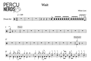 Wait - White Lion - Full Drum Transcription / Drum Sheet Music - Percunerds Transcriptions