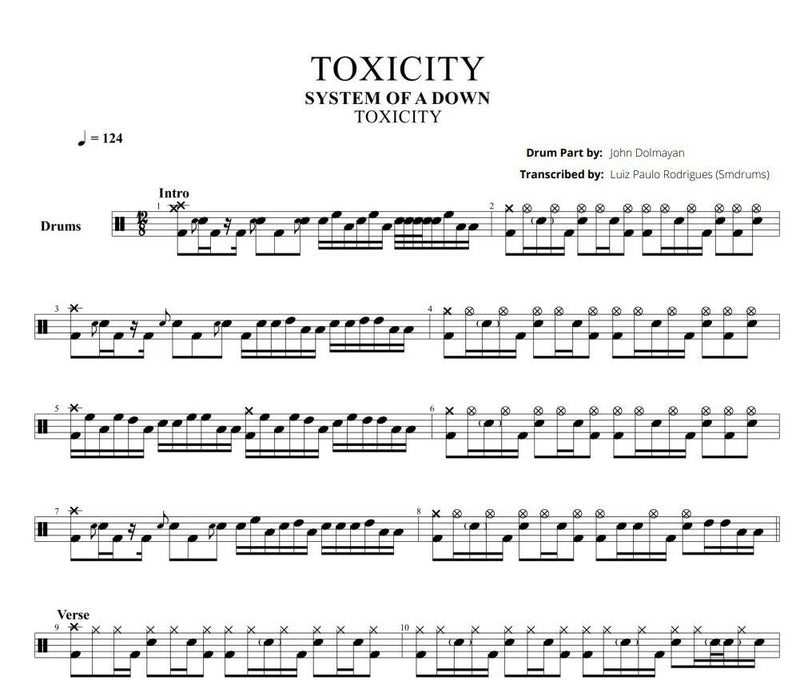 Drum Set System Of A Down Toxicity Drum Tab Toxicity System Of A