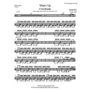 What's Up? - 4 Non Blondes - Full Drum Transcription / Drum Sheet Music - DrumScoreWorld.com