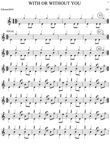 With or Without You - U2 (The Band) - Full Drum Transcription / Drum Sheet Music - Rossoni