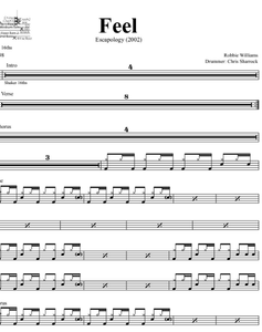 Feel - Robbie Williams - Full Drum Transcription / Drum Sheet Music - DrumSetSheetMusic.com