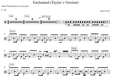 Enchanted (Taylor's Version) - Taylor Swift - Full Drum Transcription / Drum Sheet Music - Leo Alvarado