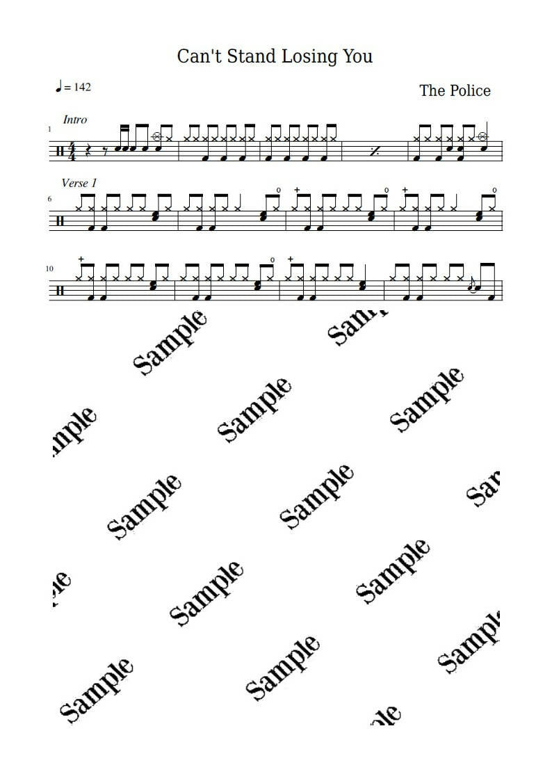 Can't Stand Losing You - The Police - Full Drum Transcription / Drum Sheet Music - KiwiDrums