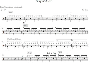 Stayin' Alive - Bee Gees - Full Drum Transcription / Drum Sheet Music - Leo Alvarado