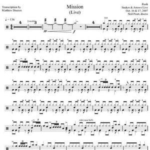 Mission (Live in Rotterdam 2007 from Snakes & Arrows Live) - Rush - Full Drum Transcription / Drum Sheet Music - Drumm Transcriptions