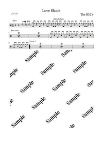 Love Shack - The B 52's - Full Drum Transcription / Drum Sheet Music - KiwiDrums