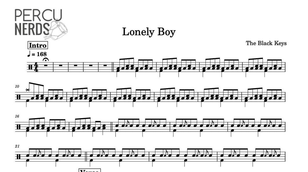 Lonely Boy - The Black Keys - Full Drum Transcription / Drum Sheet Music - Percunerds Transcriptions