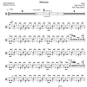 Mission - Rush - Full Drum Transcription / Drum Sheet Music - Drumm Transcriptions