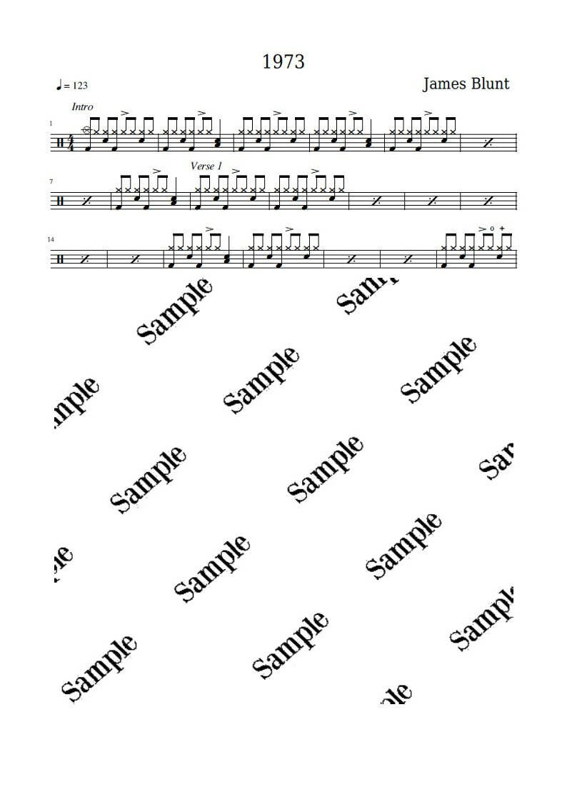 1973 - James Blunt - Full Drum Transcription / Drum Sheet Music - KiwiDrums