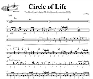Circle of Life - Elton John - Full Drum Transcription / Drum Sheet Music - DrumSetSheetMusic.com