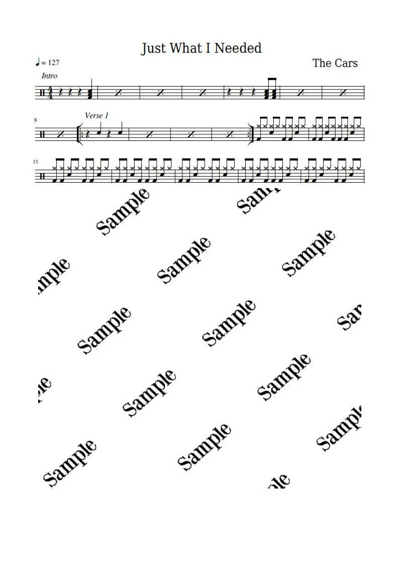 Just What I Needed - The Cars - Full Drum Transcription / Drum Sheet Music - KiwiDrums