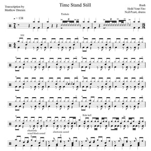 Time Stand Still - Rush - Collection of Drum Transcriptions / Drum Sheet Music - Drumm Transcriptions