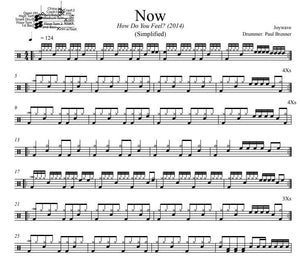 Now - Joywave - Simplified Drum Transcription / Drum Sheet Music - DrumSetSheetMusic.com