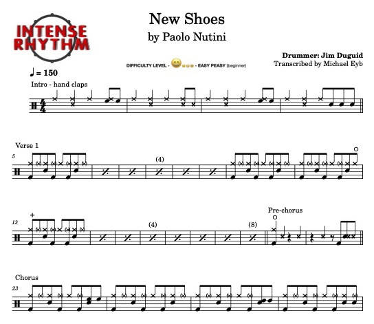 New Shoes - Paolo Nutini - Full Drum Transcription / Drum Sheet Music - Intense Rhythm Drum Studios