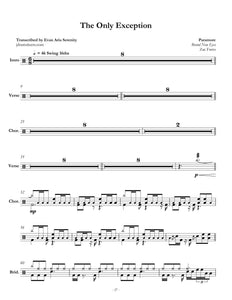 The Only Exception - Paramore - Full Drum Transcription / Drum Sheet Music - Jaslow Drum Sheets