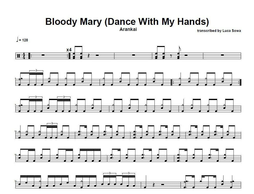 Bloody Mary (Dance with My Hands) Arankai Drum Sheet Music Luca Sowa Drum Sheets