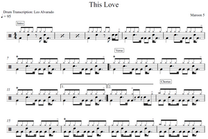This Love - Maroon 5 - Full Drum Transcription / Drum Sheet Music - Leo Alvarado