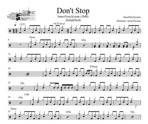 Don't Stop - InnerPartySystem - Simplified Drum Transcription / Drum Sheet Music - DrumSetSheetMusic.com