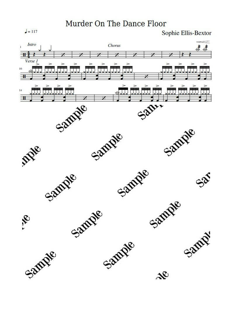 Murder on the Dance Floor - Sophie Ellis Bextor - Full Drum Transcription / Drum Sheet Music - KiwiDrums