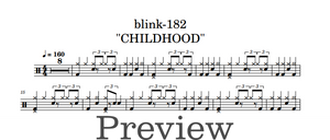 Childhood - Blink 182 - Full Drum Transcription / Drum Sheet Music - DrumonDrummer