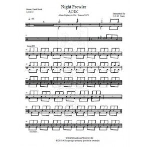 Night Prowler - AC/DC - Full Drum Transcription / Drum Sheet Music - DrumScoreWorld.com