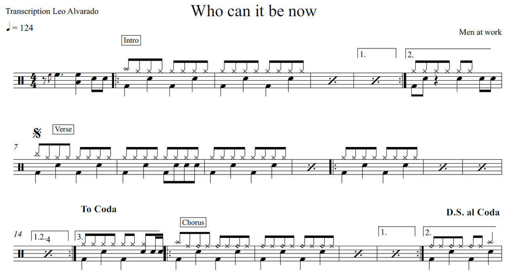 Who Can It Be Now Men At Work Drum Sheet Music Leo Alvarado Who can it be now men at work drum sheet music leo alvarado