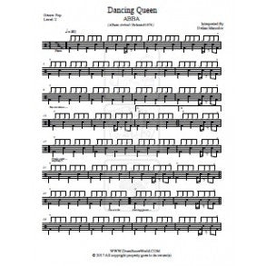 Dancing Queen - ABBA - Full Drum Transcription / Drum Sheet Music - DrumScoreWorld.com