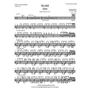 Skyfall - Adele - Full Drum Transcription / Drum Sheet Music - DrumScoreWorld.com