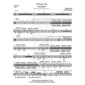 Dream On - Aerosmith - Full Drum Transcription / Drum Sheet Music - DrumScoreWorld.com