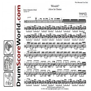 Would? - Alice in Chains - Full Drum Transcription / Drum Sheet Music - DrumScoreWorld.com