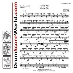Mercy Me - Alkaline Trio - Full Drum Transcription / Drum Sheet Music - DrumScoreWorld.com