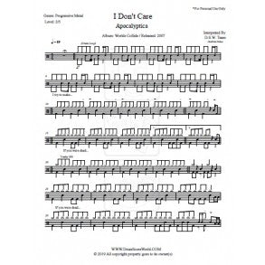 I Don't Care - Apocalyptica - Full Drum Transcription / Drum Sheet Music - DrumScoreWorld.com