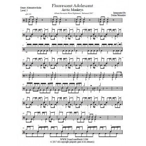 Fluorescent Adolescent - Arctic Monkeys - Full Drum Transcription / Drum Sheet Music - DrumScoreWorld.com