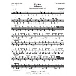 Cochise - Audioslave - Full Drum Transcription / Drum Sheet Music - DrumScoreWorld.com