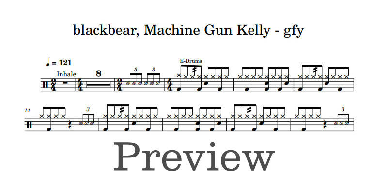 GFY (feat. Machine Gun Kelly) - Blackbear - Full Drum Transcription / Drum Sheet Music - DrumonDrummer