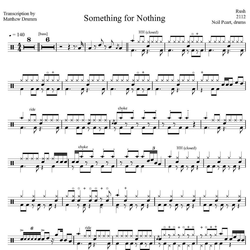Something for Nothing - Rush - Collection of Drum Transcriptions / Drum Sheet Music - Drumm Transcriptions