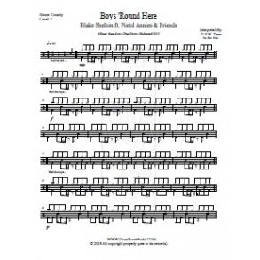 Boys 'Round Here - Blake Shelton - Full Drum Transcription / Drum Sheet Music - DrumScoreWorld.com