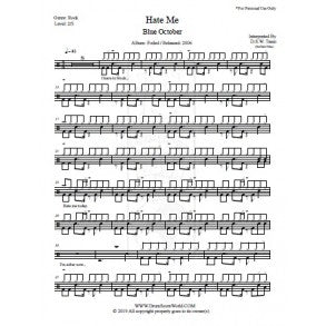 Hate Me - Blue October - Full Drum Transcription / Drum Sheet Music - DrumScoreWorld.com