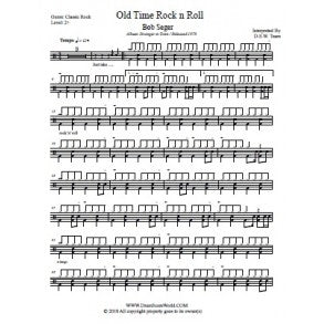 Old Time Rock & Roll - Bob Seger - Full Drum Transcription / Drum Sheet Music - DrumScoreWorld.com
