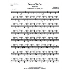 Because We Can - Bon Jovi - Full Drum Transcription / Drum Sheet Music - DrumScoreWorld.com