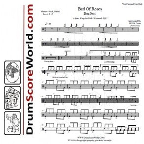 Bed of Roses - Bon Jovi - Full Drum Transcription / Drum Sheet Music - DrumScoreWorld.com