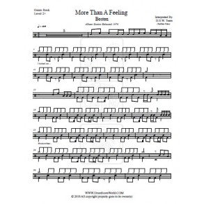 More Than a Feeling - Boston - Full Drum Transcription / Drum Sheet Music - DrumScoreWorld.com