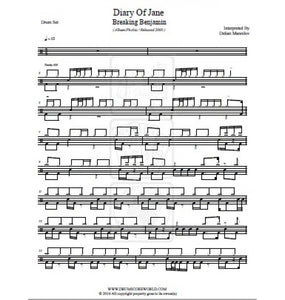 The Diary of Jane - Breaking Benjamin - Full Drum Transcription / Drum Sheet Music - DrumScoreWorld.com