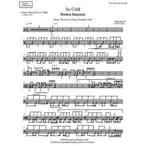 So Cold - Breaking Benjamin - Full Drum Transcription / Drum Sheet Music - DrumScoreWorld.com