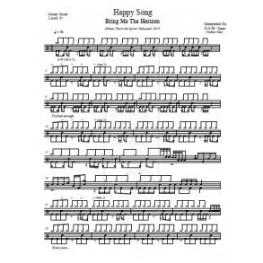 Happy Song - Bring Me the Horizon - Full Drum Transcription / Drum Sheet Music - DrumScoreWorld.com